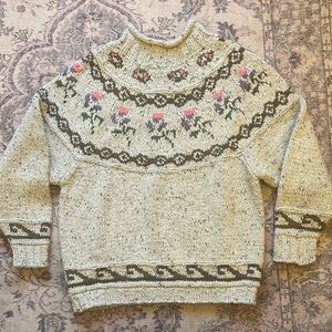 Floral Lydia Jane Hand Knit Women's Sweater -S